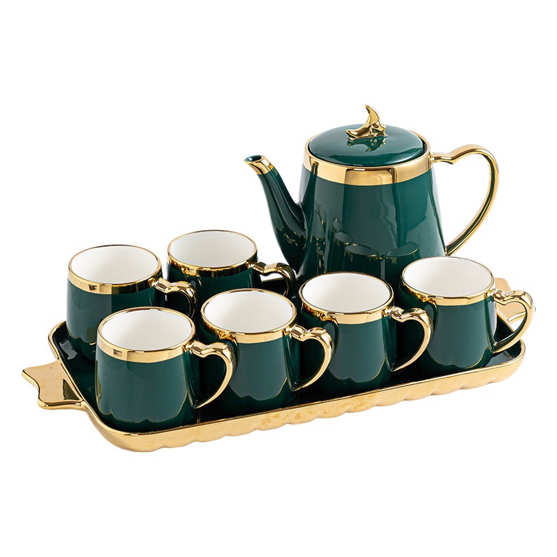 Ceramic Light Luxury Drinking Cup Household Set Living Room Tea Set Teapot Tea Cup Water Cup Nordic Style with Tray