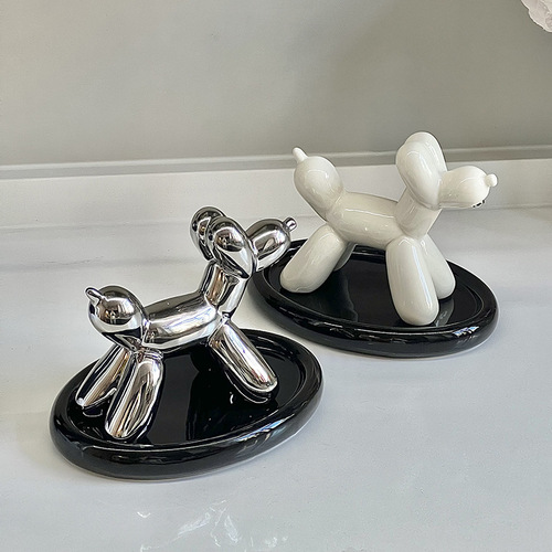 New electroplated puppy desktop storage rack, light luxury ceramic entrance key storage rack, high-value glasses rack