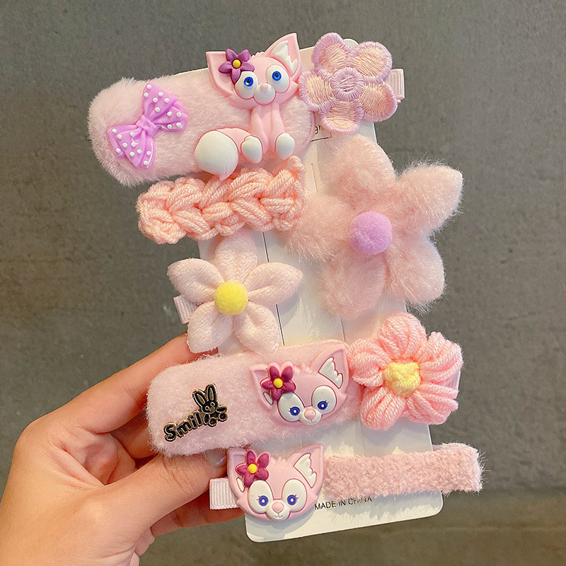 Niñas horquilla macaron felpa flequillo clip lateral tocado accesorios para el cabello de los niños niña bebé lindo horquilla