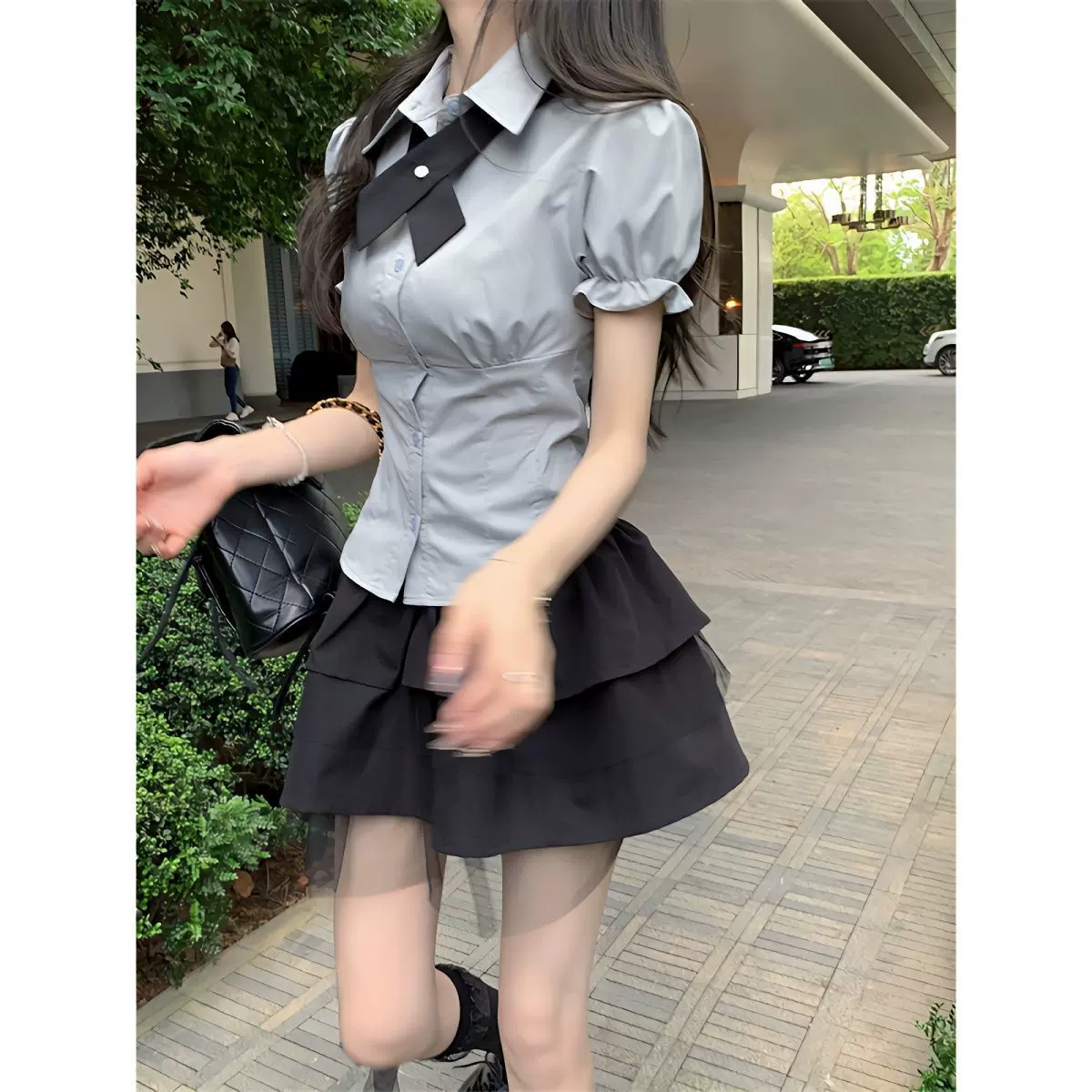 小个子套装学院风短裙半身裙夏季裙子日系JK制服短袖衬衫女两件套