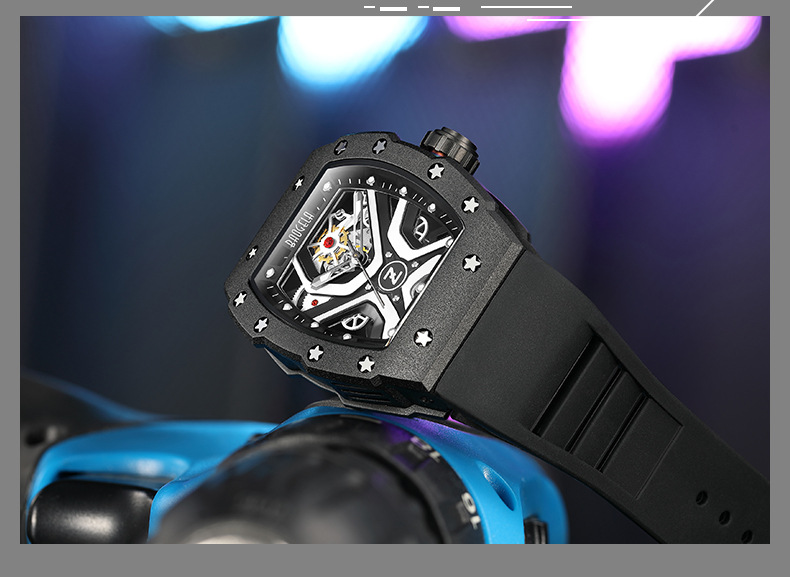 Herren Quarzuhr Im Motorrad-stil Mit Silikonarmband Und Leuchteffekt_voghion.com