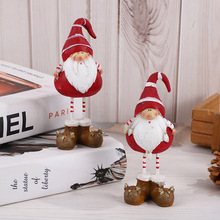 跨境新款聖誕節樹脂裝飾長腿大頭鞋聖誕娃娃桌面家居辦公節日裝飾