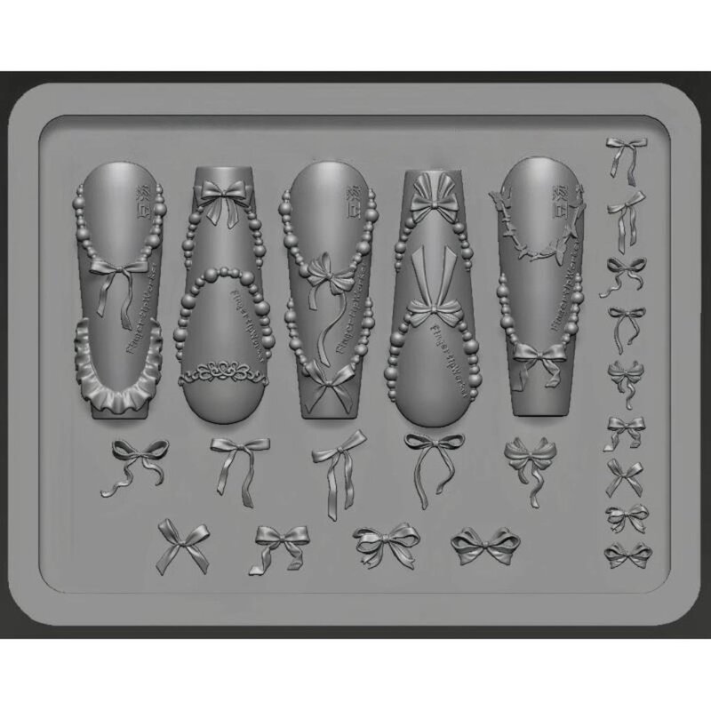 新しいネイルアート彫刻シリコンモールドレリーフ3D立体透明リボンなどさまざまなネイルアートモールド|undefined