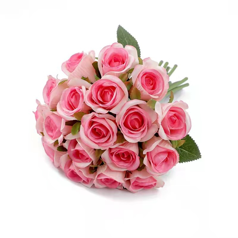 Venta al por mayor transfronteriza de ramos de novia de 18 rosas, flores de seda de alta gama para bodas, flores artificiales eternas. image 6