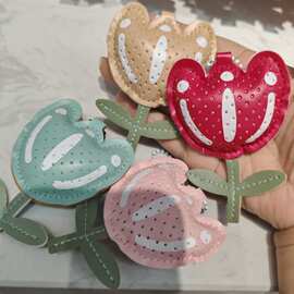 65*90mm皮革充棉郁金香 DIY手工串珠散珠挂件服饰钥匙链饰品配件