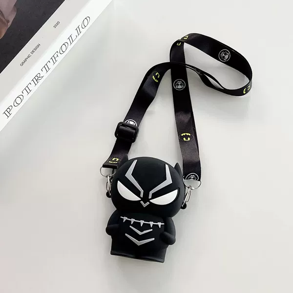 Black Panther medium coin purse + long shoulder strap + independent packaging