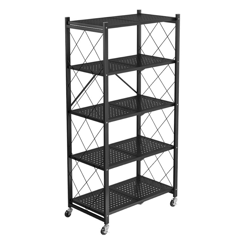 Sin instalación cocina plegable estante de almacenamiento piso multi-capa hogar almacenamiento rack olla horno microondas horno de almacenamiento rack