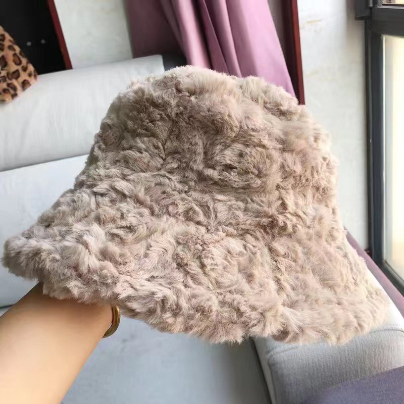 Pluche bucket hat voor dames herfst en winter warme oorbescherming_voghion.com