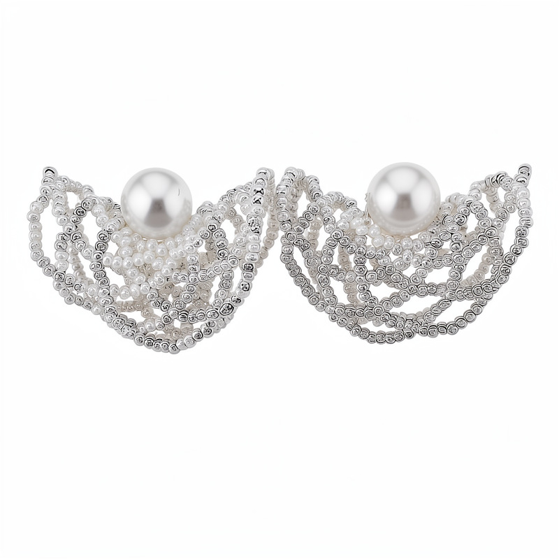 Agujas de plata cuentas huecas perlas redondas personalidad temperamento nicho pendientes de lujo ligero de alto nivel sensación de pendientes mujeres