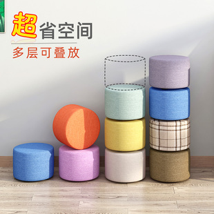 Small Stool Round Stool Home Creative Living Room Foot Stool Fabric Small Bench Low Stool Popular Lazy Kidsren Carefully