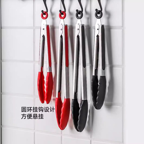Stainless steel food-grade silicone spatula, heat-resistant and high-temperature resistant, food frying steak tongs, specialized food spatula for stir-frying.