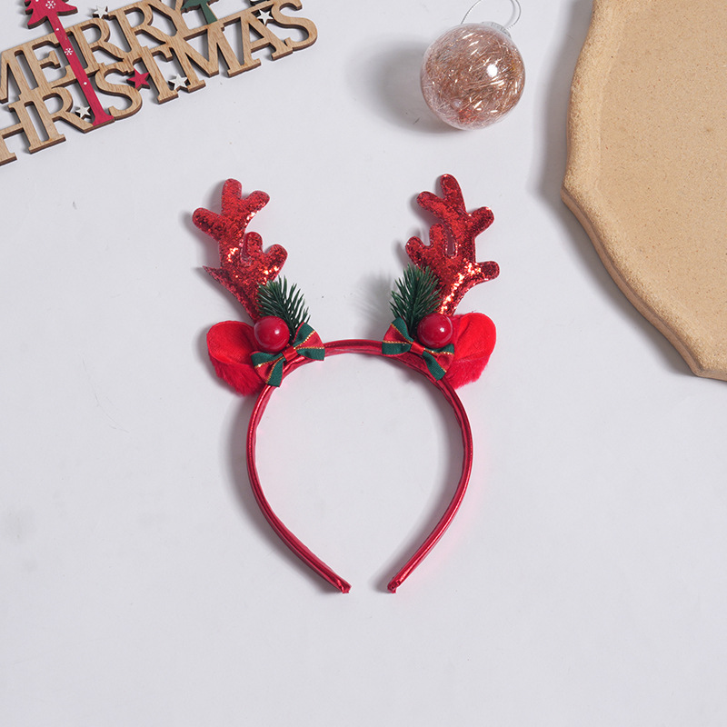 Adorable cabello de Navidad corno de ciervo cinco estrellas cabeza de banda de cabello de Navidad para niños corpos de cabello de decoración accesorios clipes de cabello