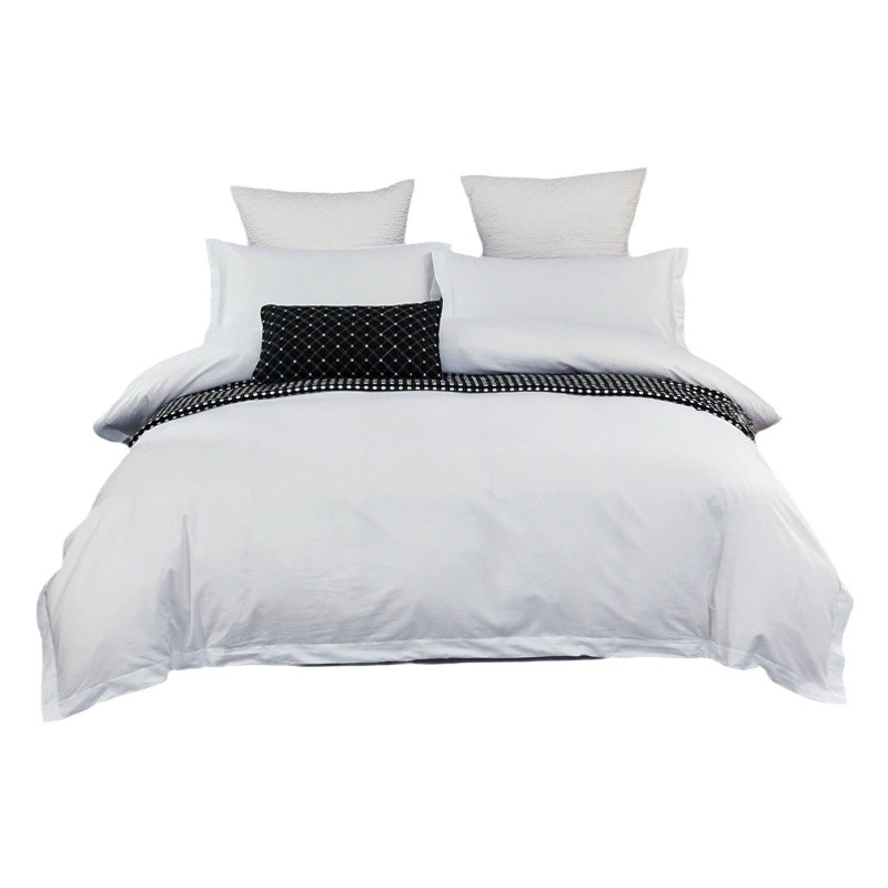 Гостиничный костюм из четырех частей хлопчатобумажной дани атласный отель постельное белье постельное белье в семье белое стеганое одеяло наволочки оптом