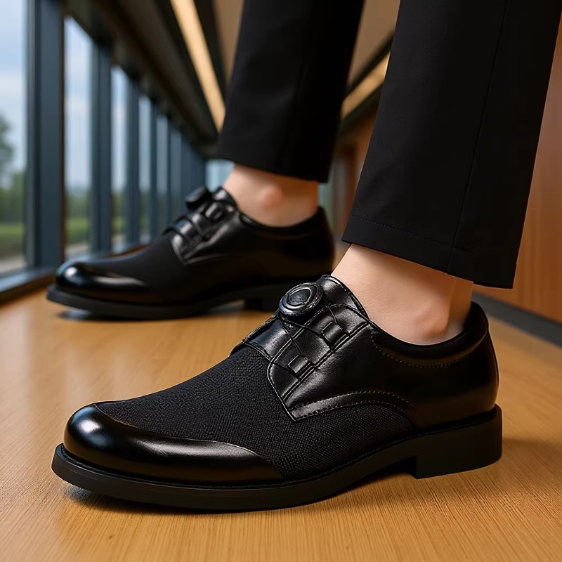 Men's Shoes 2026 Rotating Buckle Ice Silk Mesh Business Casual Shoes Men's Slip-On Comfortable Breathable Groom Wedding Shoes