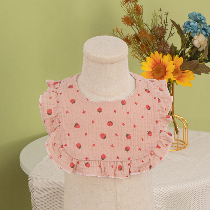 Toalla de saliva para bebé Verano A antibacteriano y agradable para la piel 40 piezas de gasa de algodón puro babero de encaje en forma de U para hombres y mujeres babero para bebés