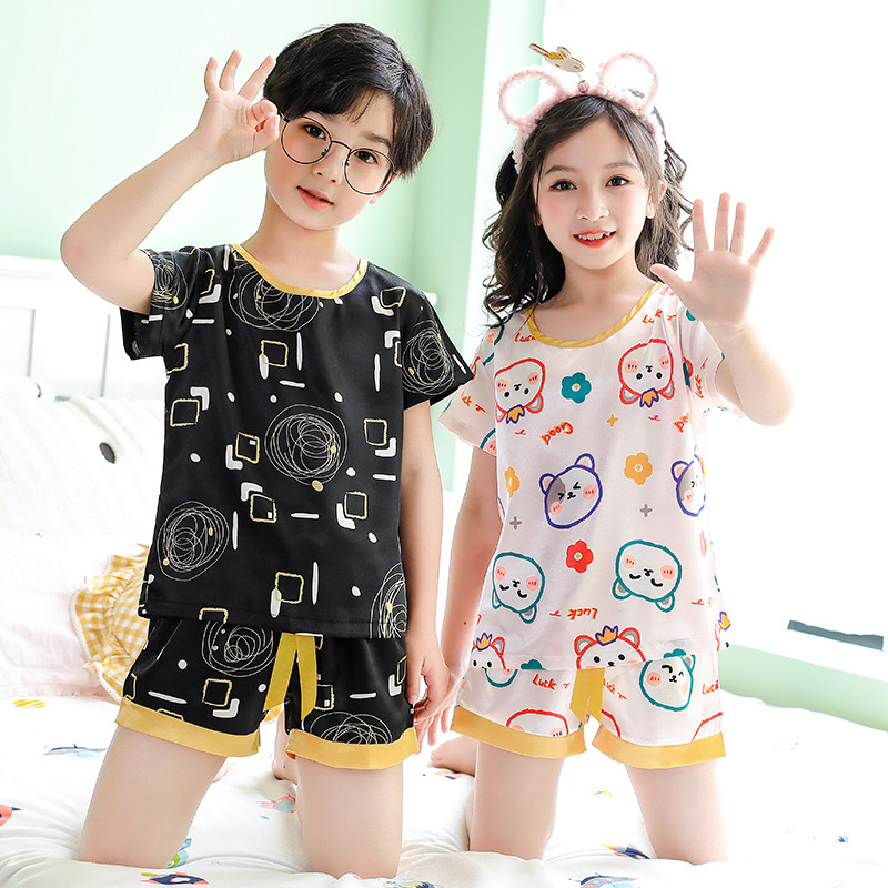 加工定制源头工厂儿童家居服套装女童家居服儿童睡衣中大童空调服|ms