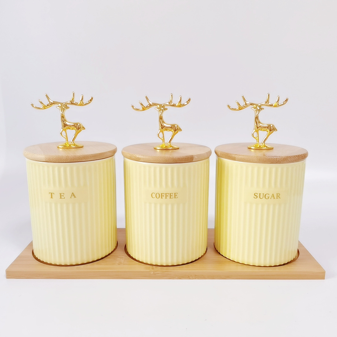 Fábrica directa de cerámica a rayas condimento tarro de almacenamiento tarro traje cocina almacenamiento tarro sal tarro hogar condimento tarro