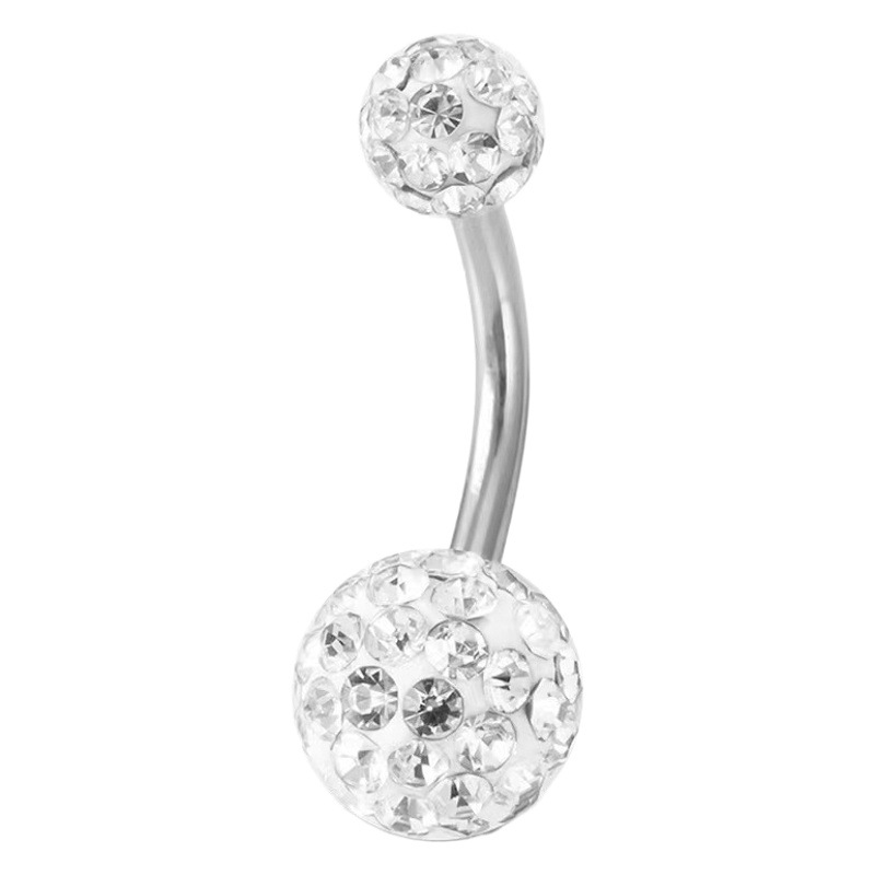 European and American cross-border e-commerce stainless steel 8-piece set of double-headed zircon navel ring soft clay full diamond ball navel nail wholesale