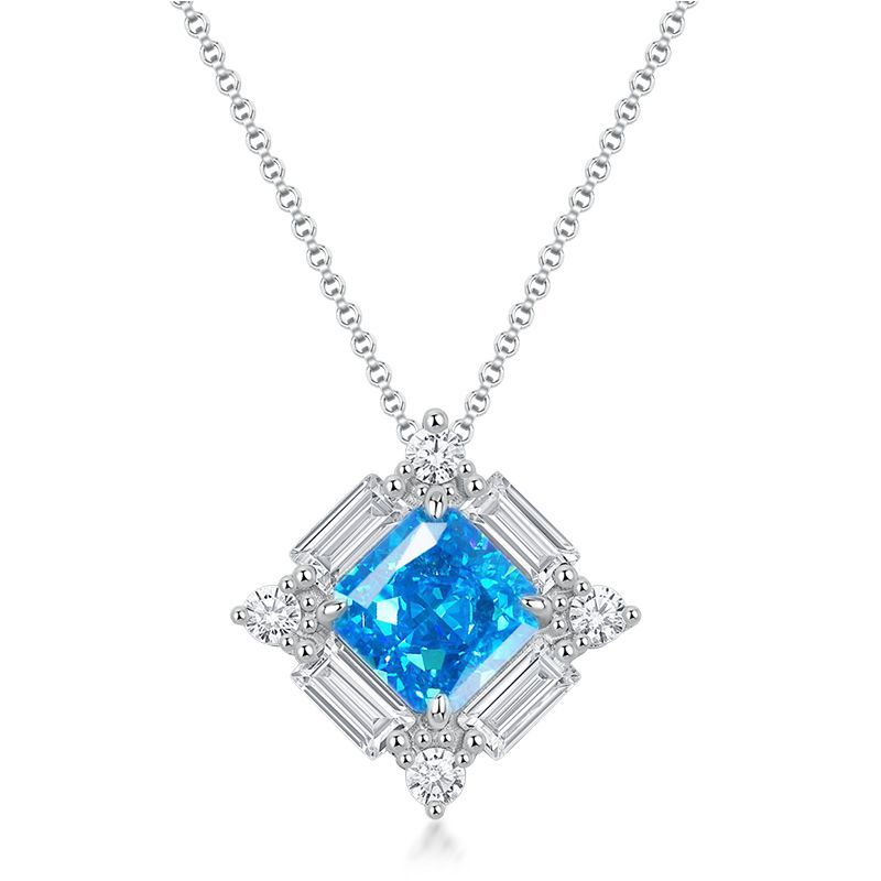 Diseño de industria pesada de minería en caliente transfronteriza Collar de diamantes de alto carbono con corte de flores de hielo Mujer S925 con incrustaciones de plata, cadena de clavícula de moda de diamantes, personalización