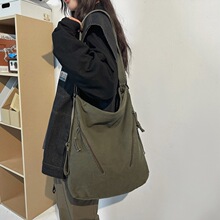 两用单肩包大容量复古帆布包女2023新款大学生双肩书包百搭托特包