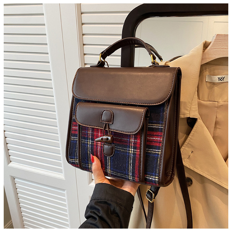 Naiste ruuduline crossbody seljakott sügis- ja talvehooajaks_voghion.com