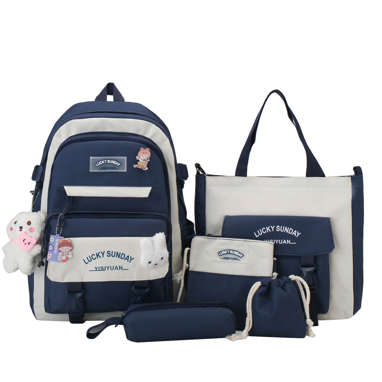 Juego de mochilas escolares Set de 5 piezas de nylon transpirable para estudiantes image 6