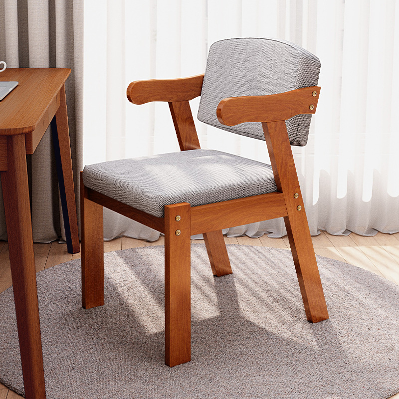 Silla de madera maciza silla de respaldo silla de estudio taburete de comedor con reposabrazos 2025 nuevo