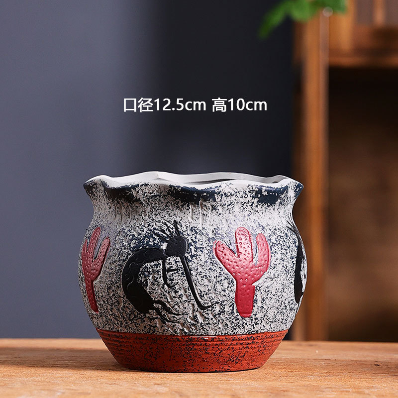 Especialmente mediano mar Mediterráneo fábrica de maceta de carne cerámica directa de carne retrógrada cerámica roja maceta especial al por mayor