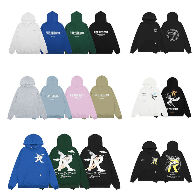 Cross-Border Represent Hooded Sweatshirt Loose Casual Trendyy High Street Printed Terry Hoodie American Men and Women Ins