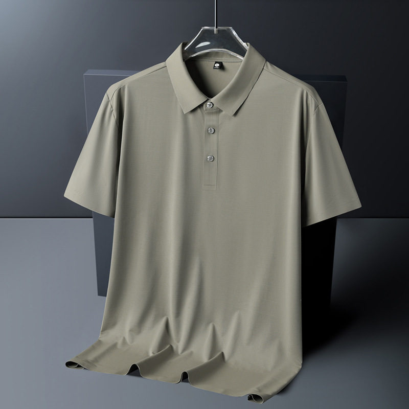 Summer New High-Quality Waffle-Style Outdoor Casual Sports Tops Seamless Rubberized Business Casual Polo Shirts for Men
