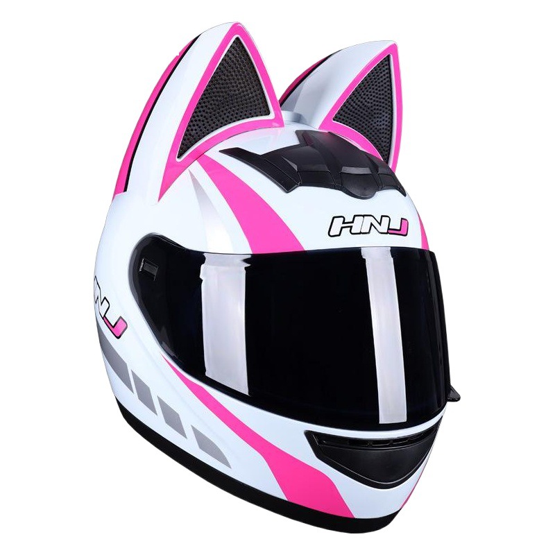 HNJ orejas de gato casco de la motocicleta eléctrica femenina casco completo de verano bluetooth 3C certificado motocicleta casco completo fábrica al por mayor