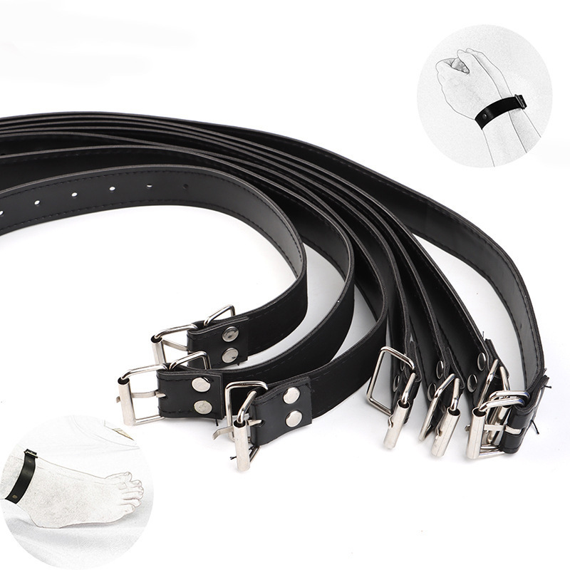 Leather Restraint Strap Set, 7-Piece Bondage Kit with Split-Leg Straps — detail image 5