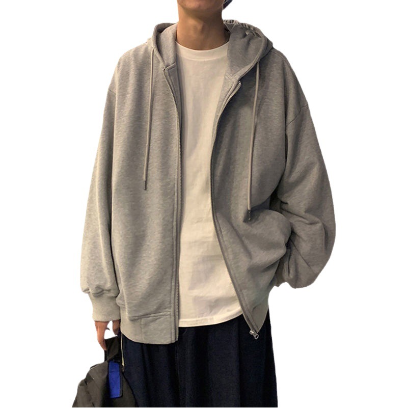 Otoño e Invierno estilo de Hong Kong suéter con capucha de los hombres cardigan estilo coreano estudiante de moda más chaqueta de terciopelo suelta deportes casual top