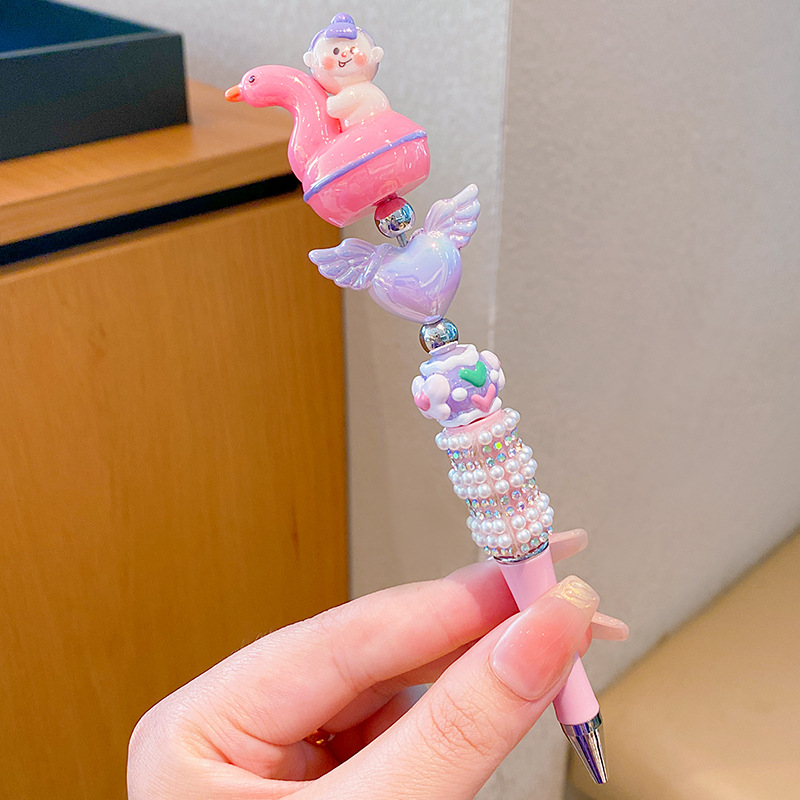 Papelería de dibujos animados para niños bolígrafo de bola giratorio personalidad creativo de diamantes hechos a mano bolígrafo de cristal regalo de estudiantes bolígrafo