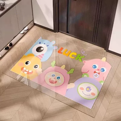 Pvc Transparent Soft Glass Anti-Slip | Avtomobil döşəmə paspasları - colorful-elf-family-soft-glass-floor-mat-6090cm