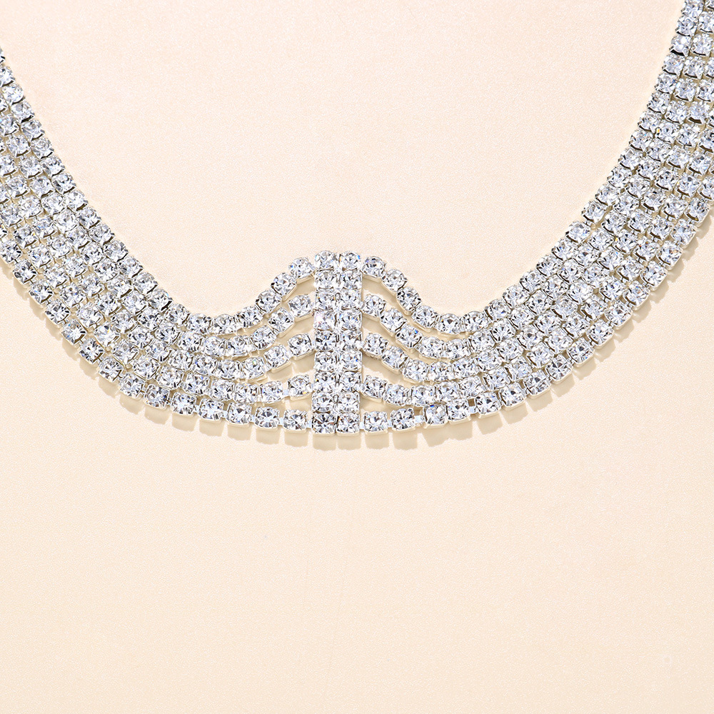 Europa y América transfronteriza nueva simple nupcial rhinestone pelo banda tocado mujeres elástico multi-capa rhinestone diadema