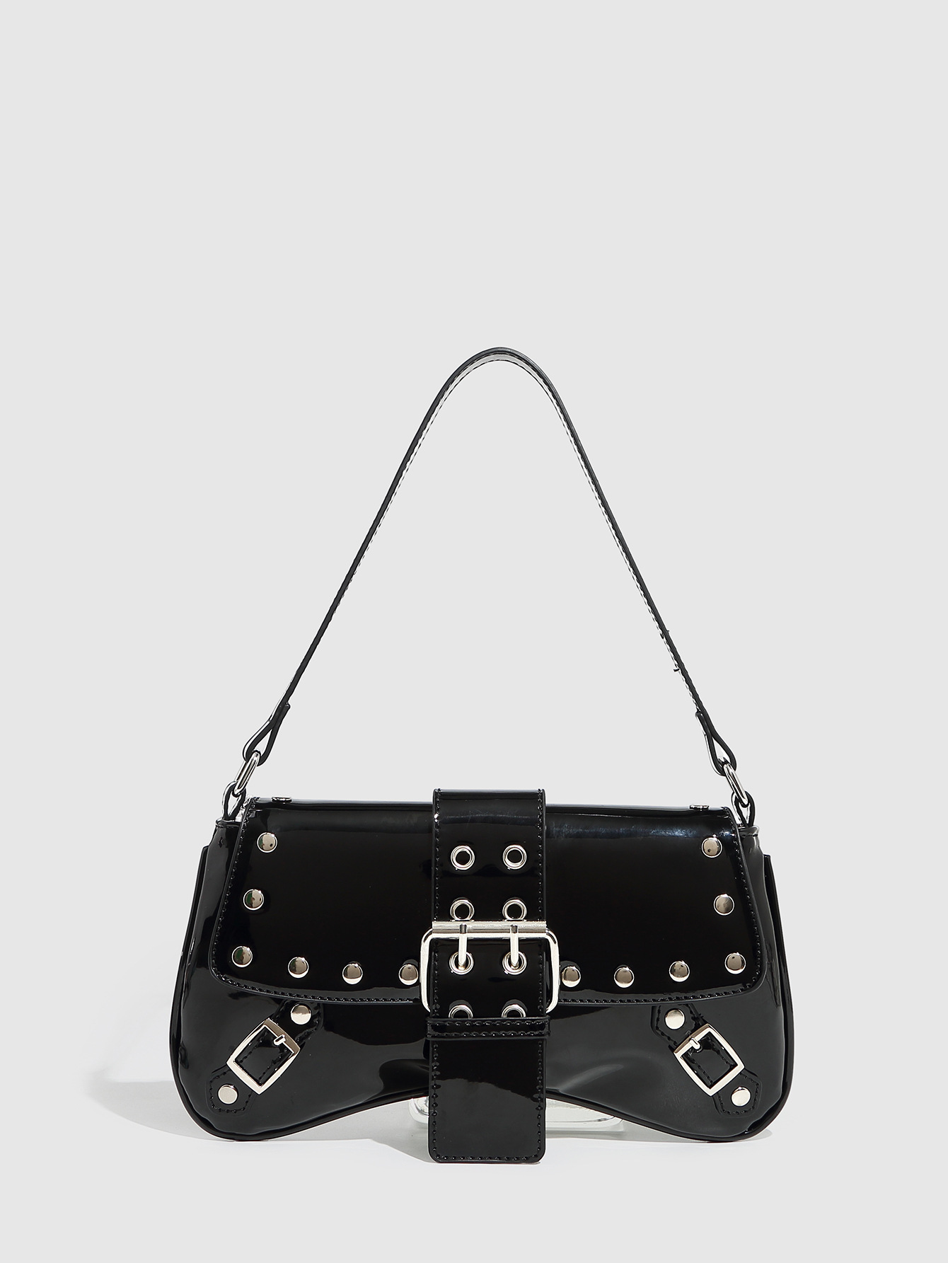 201g Weight Magnetic Buckle Closure Type Single Shoulder Strap Strap Type Women's Medium Pu Leather Solid Color Streetwear Square Magnetic Buckle Baguette Bag