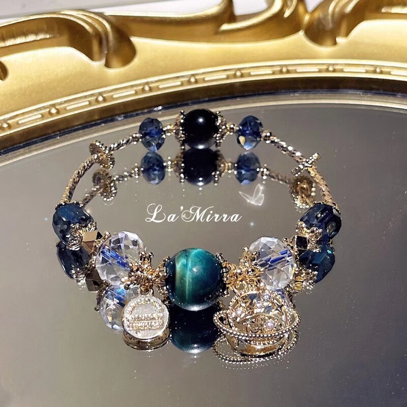 New Gentian Stone Crystal Bracelet Blue Sand Stone Chanel Sweetheart Gorgeous Court French Luxury Cold Door