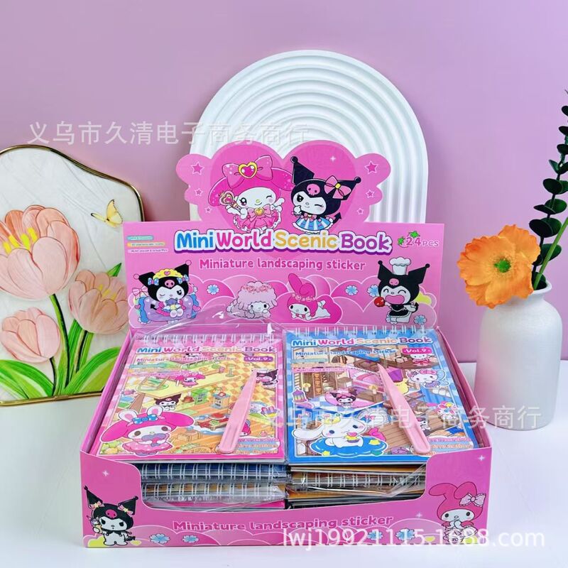 Cs-055 English Miniature Landscape Collection Coil-Bound Book, 24-Piece Boxed Miniature 3D Scene Arrangement Quiet Book