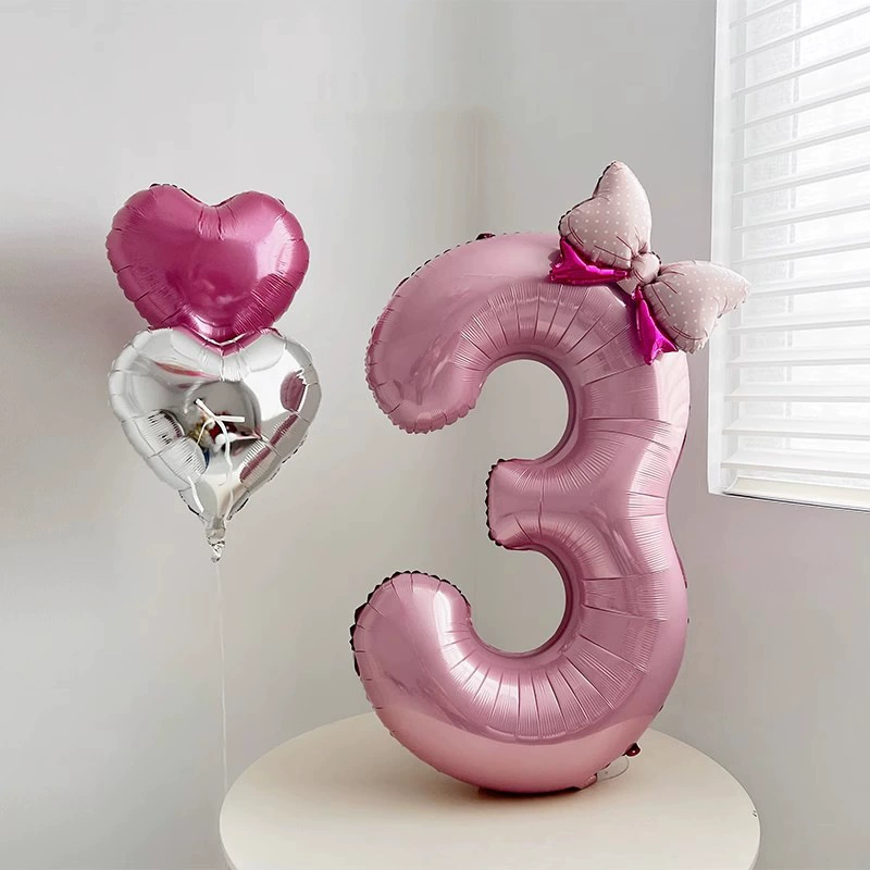 Ins40 дюймов жемчужная пудра алюминиевая пленка бант цифровой воздушный шар день рождения украшения девушки розовые реквизиты