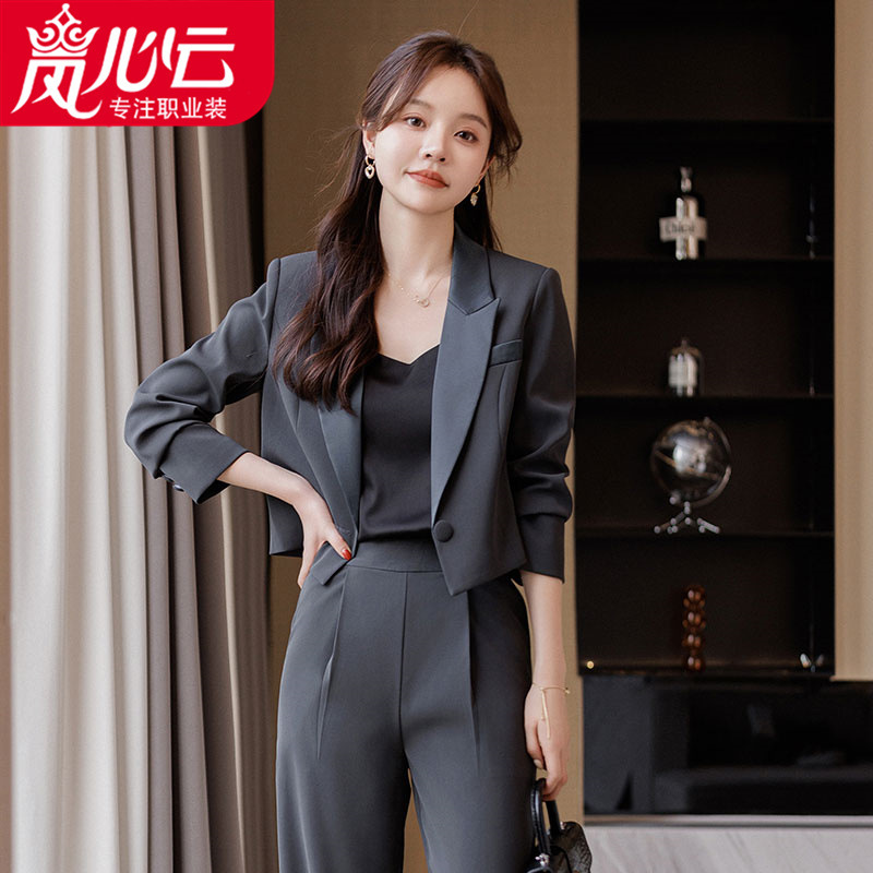 Women's Suit 2025 Summer New Casual Temperament Suit Short Jacket High Waisted Wide Leg Pants Two-Piece Set 1235 Women's Suit 2025 Summer New Casual Temperament Suit Short Jacket High Waisted Wide Leg Pants Two-Piece Set 1235