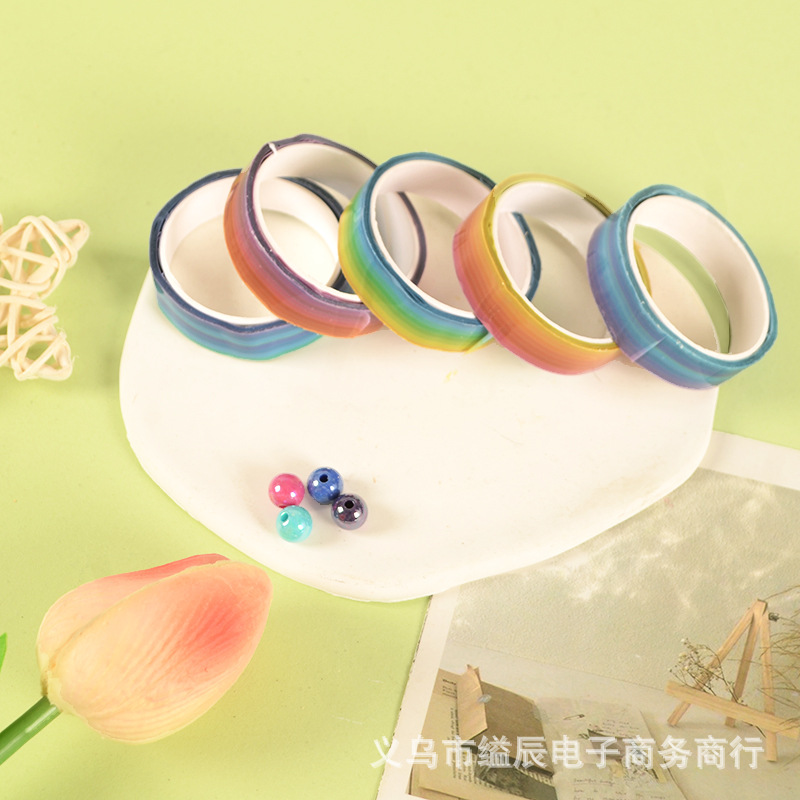 1 위안 무지개 그라디언트 스티커 공 테이프 끈적 끈적한 공 초등학생 DIY 수제 장난감 매점 핫 뉴