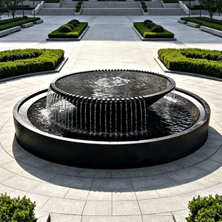 定制不锈钢景观水池循环流水庭院瀑布水景摆件小区户外成品水景池