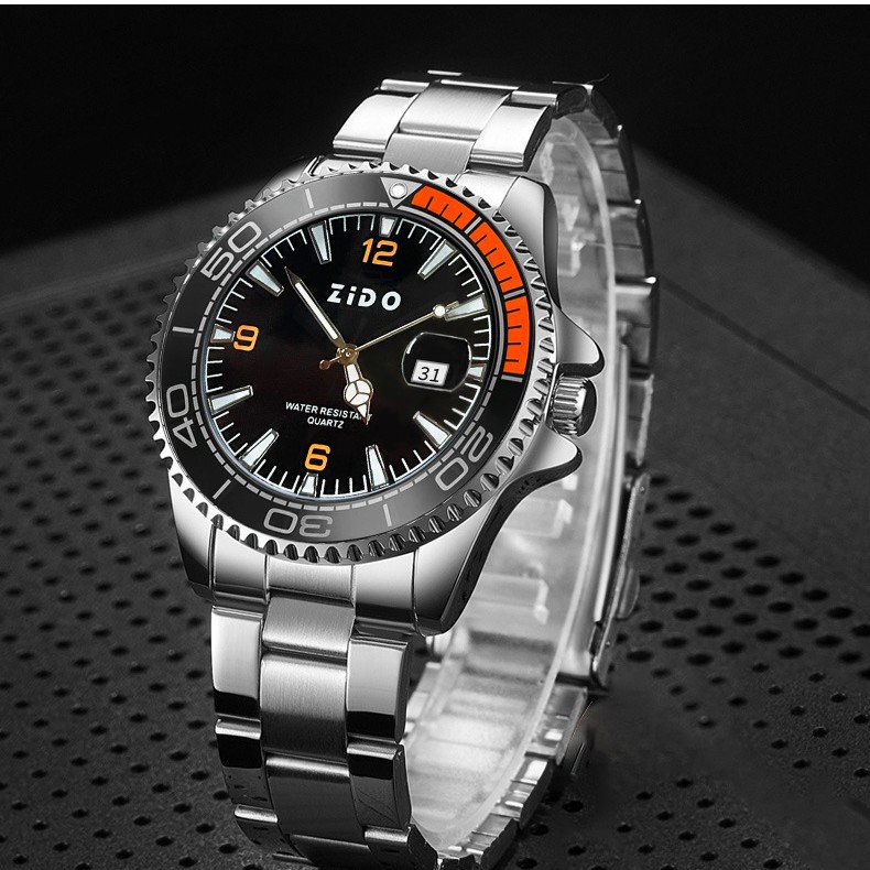 ZIDO Brand 1/4 Orange Men's Watch High Color Value Casual Sports Automatic Quartz Non-mechanical Watch Men