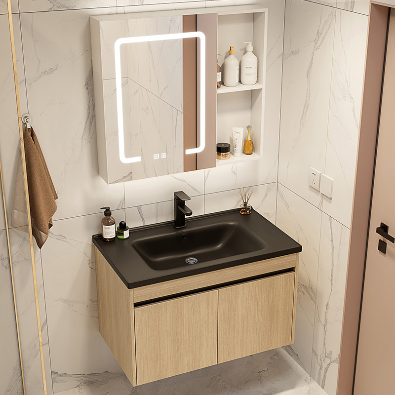 Color tronco espacio de aluminio gabinete de baño combinación de mesa negra en una cuenca cerámica transfronteriza lavabo balcón baño