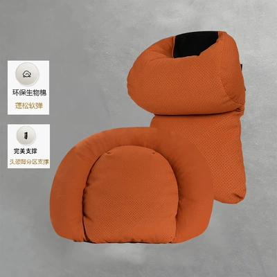 Car roof lining – Support - 1-set-lumbar-support-double-pressure-relief-headrest-cognac-brown-breathable-holes