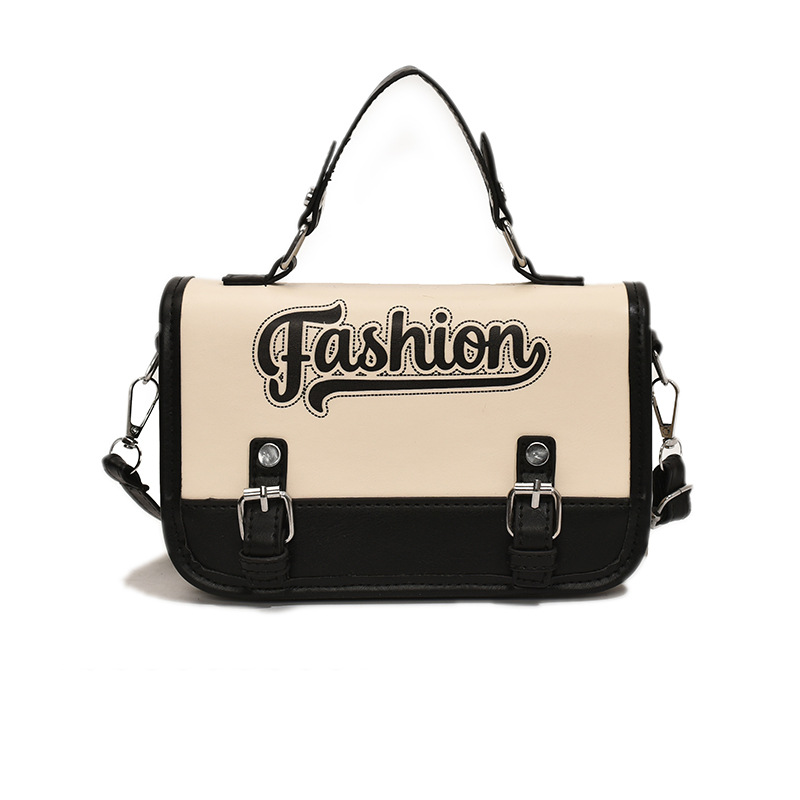 Bolsos pequeños portátiles para mujer 2024 primavera y verano nuevas letras de moda color de contraste bolso cuadrado pequeño de un solo hombro bolso mensajero de cercanías