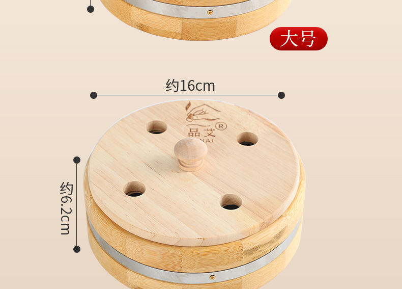 Bamboo Moxibustion Box Portable Ginger-Partition Moxa Burner with 500g Stone-Ground Moxa Wool for Home Warming Therapy in use
