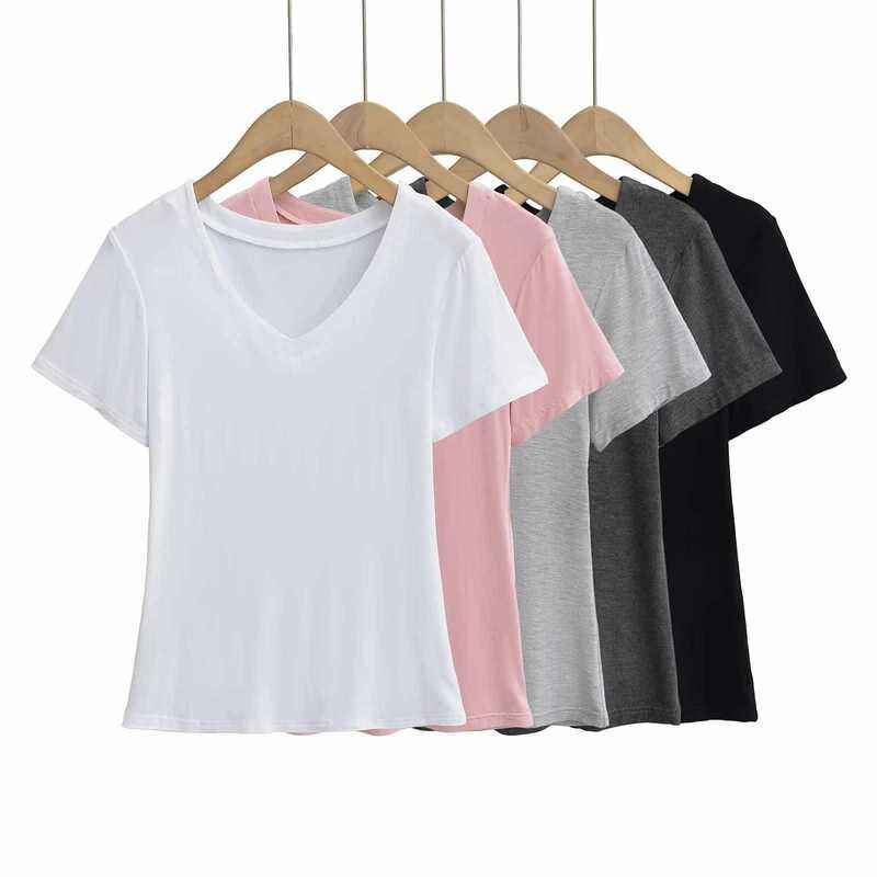 Summer Simple and Stylish Slim-Fit Solid Color Basic Short-Sleeve Top for Women
