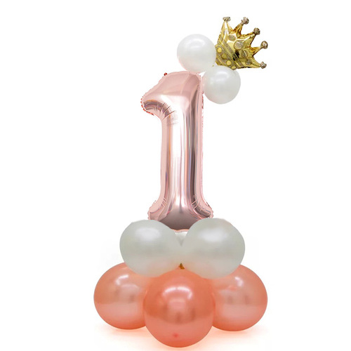 Amazon Cross-border 32-inch Rose Gold Digital Column Aluminum Film Balloon Birthday Party Balloon Decoration Set